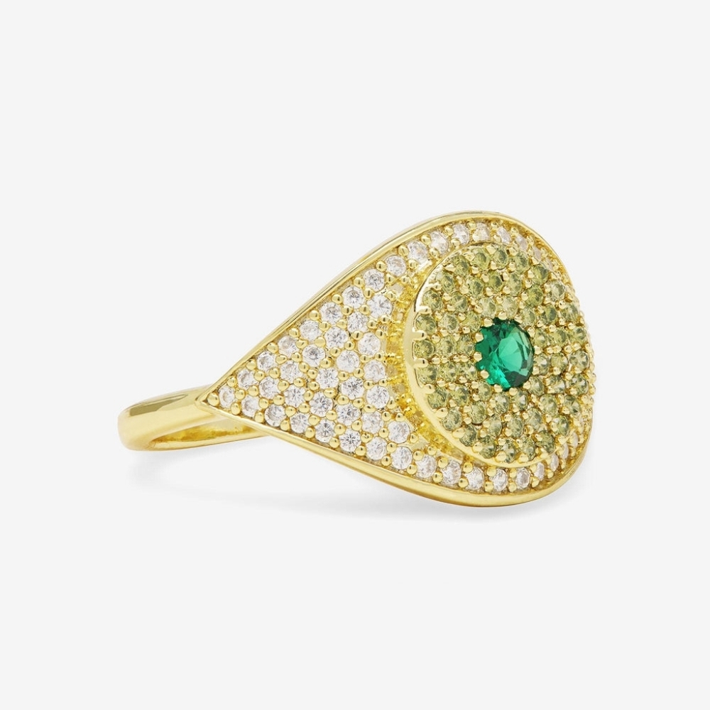 Green Evil Eye Ring Silver | Emerald - Size 9 New ✨️FIRM